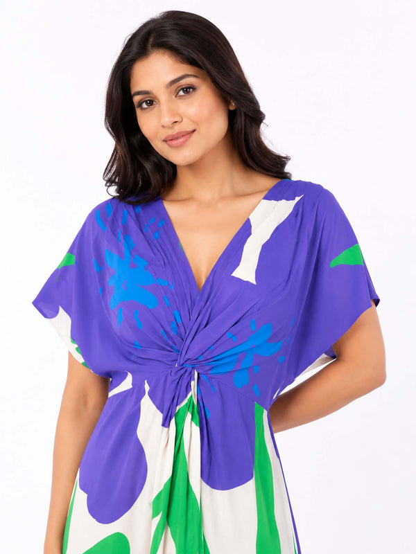 Aster Printed V-Neck Dress