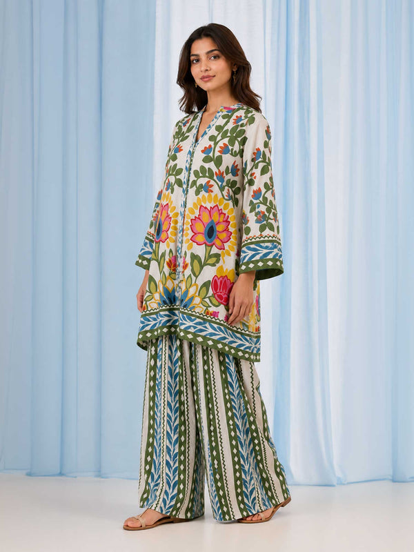 Vine Floral Printed Kurta Set (Set of 2)