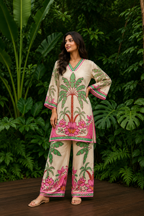 Palm Printed Kurta