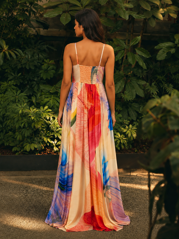 Zephyr Printed Pleated Maxi Dress