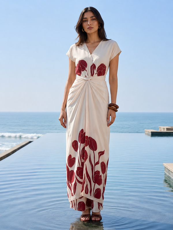 Bud Printed Wrap Dress