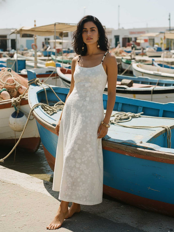 Floral Crochet Strappy Midi Dress