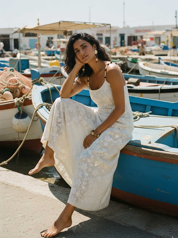 Floral Crochet Strappy Midi Dress