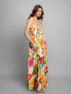 Spring Printed Pleated Maxi Dress