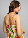Spring Printed Pleated Maxi Dress