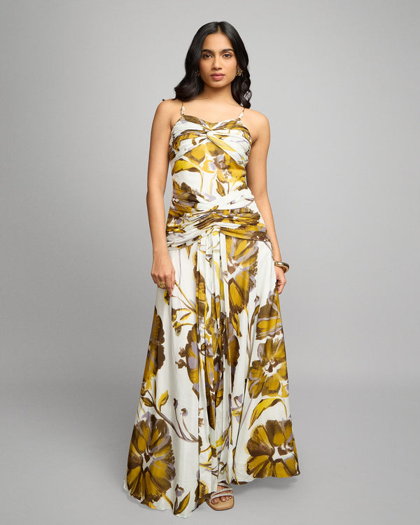 Liora Printed Strappy Pleated Dress