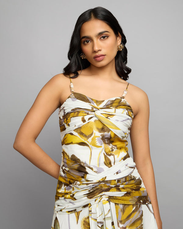 Liora Printed Strappy Pleated Dress