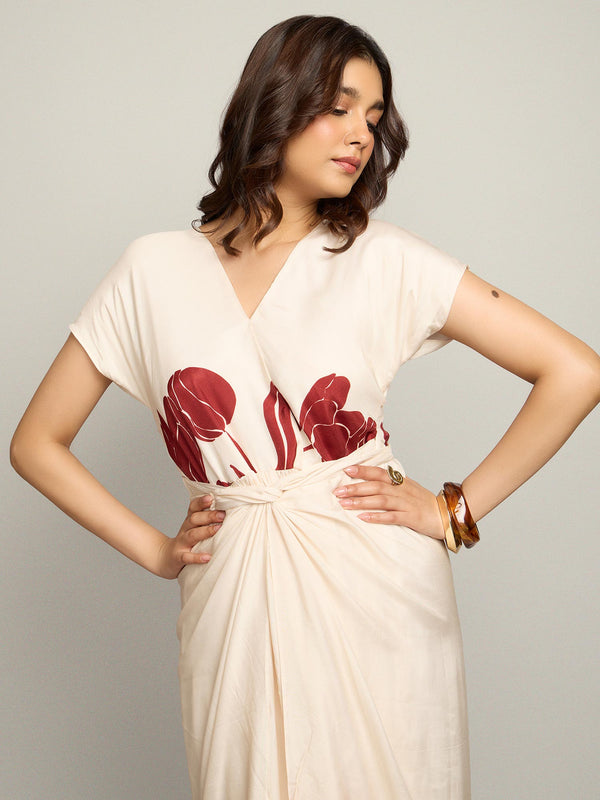 Bud Printed Wrap Dress