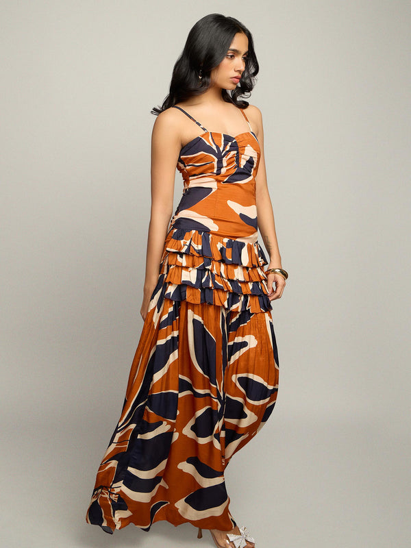 Nero Printed Ruffled Maxi Dress