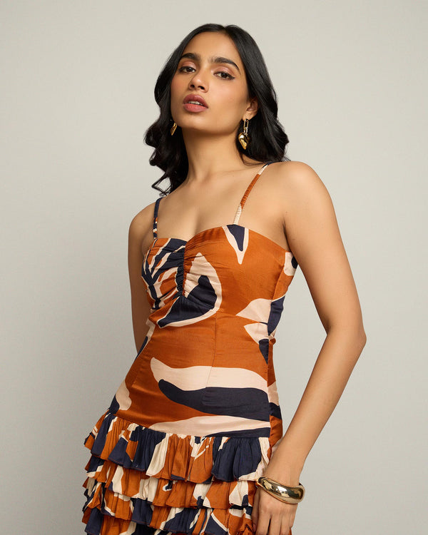 Nero Printed Ruffled Maxi Dress