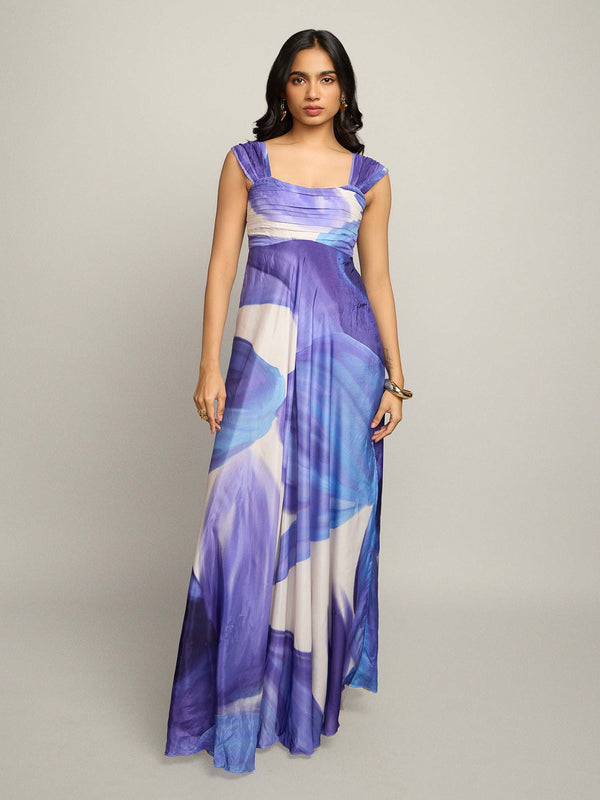 Ciel Printed Pleated Maxi Dress
