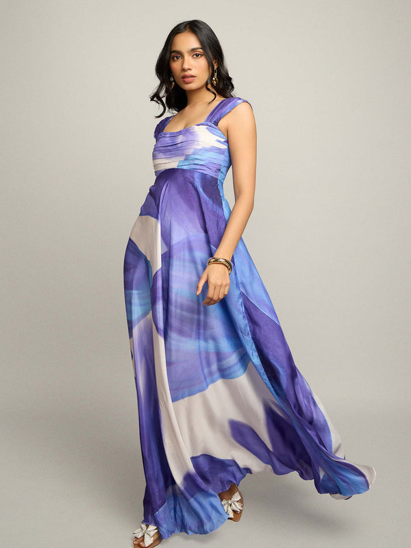 Ciel Printed Pleated Maxi Dress