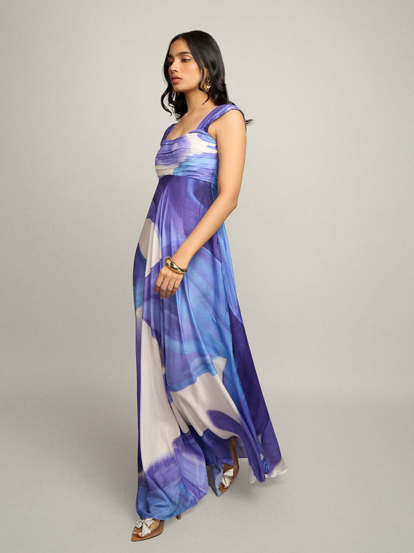 Ciel Printed Pleated Maxi Dress