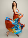 Azure Printed Flowy Maxi Dress