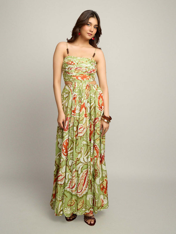 Pearl Printed Strappy Maxi Dress