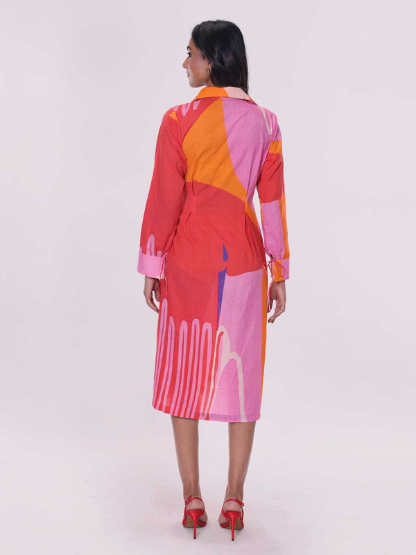 Splash Printed Wrap Shirt Dress