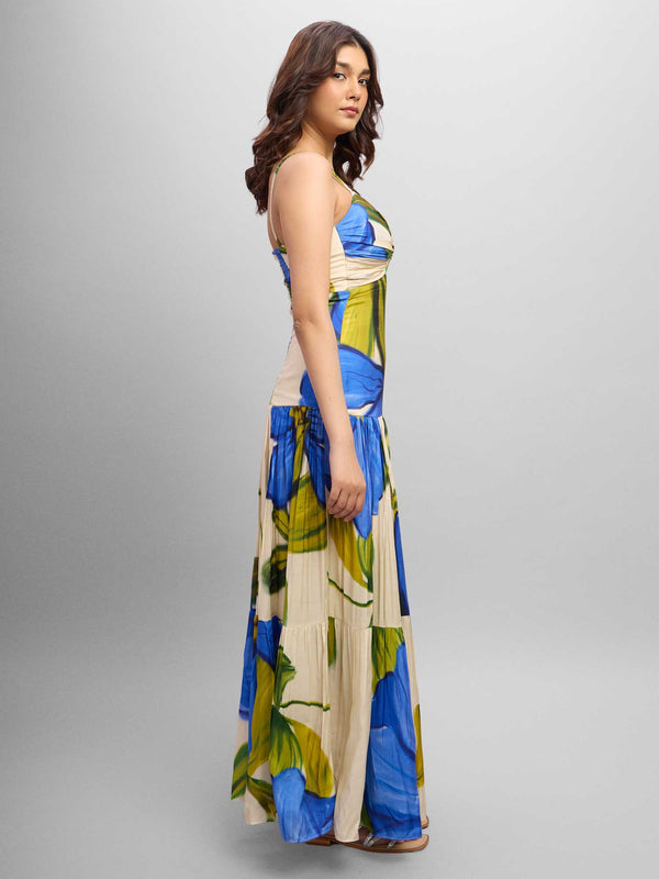 Cobalt Printed Maxi Dress
