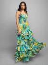 Mint Printed Ruffled Maxi Dress