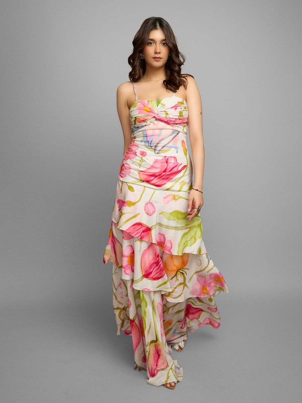 Breeze Printed Ruffled Maxi Dress