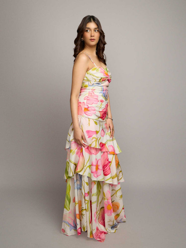 Breeze Printed Ruffled Maxi Dress