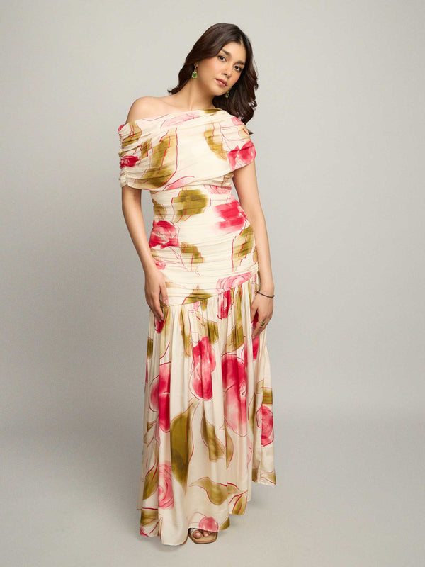 Rose Printed Maxi Dress