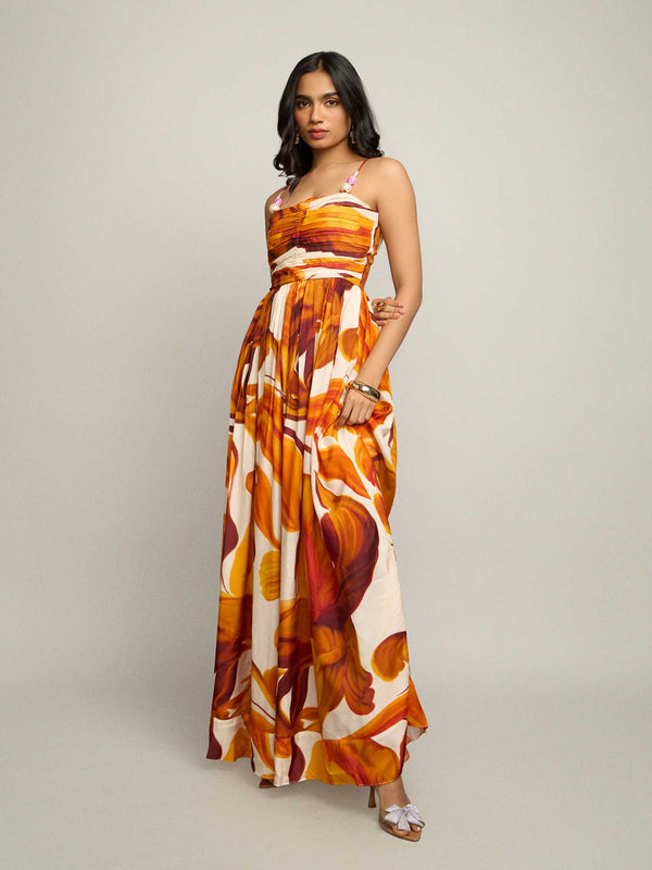 Fall Printed Strappy Dress