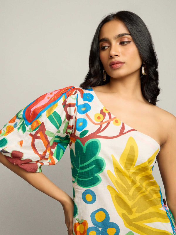 Amazon Printed One – Shoulder Mini Dress