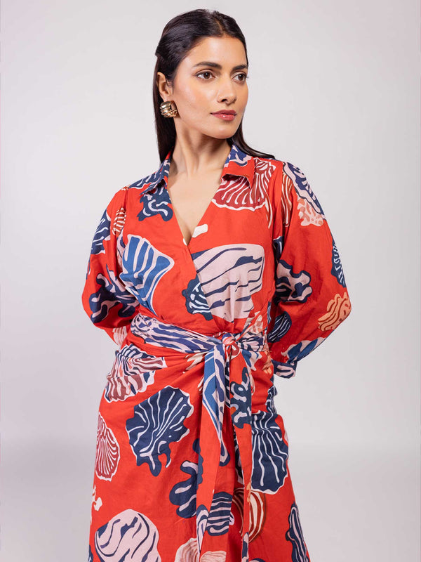 Nautica Printed Wrap Dress