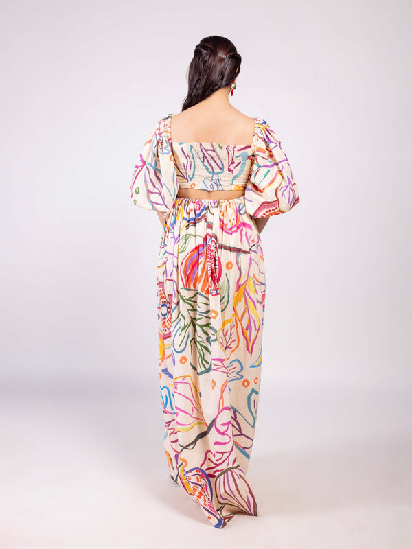 Fig Printed Scallop Maxi Dress