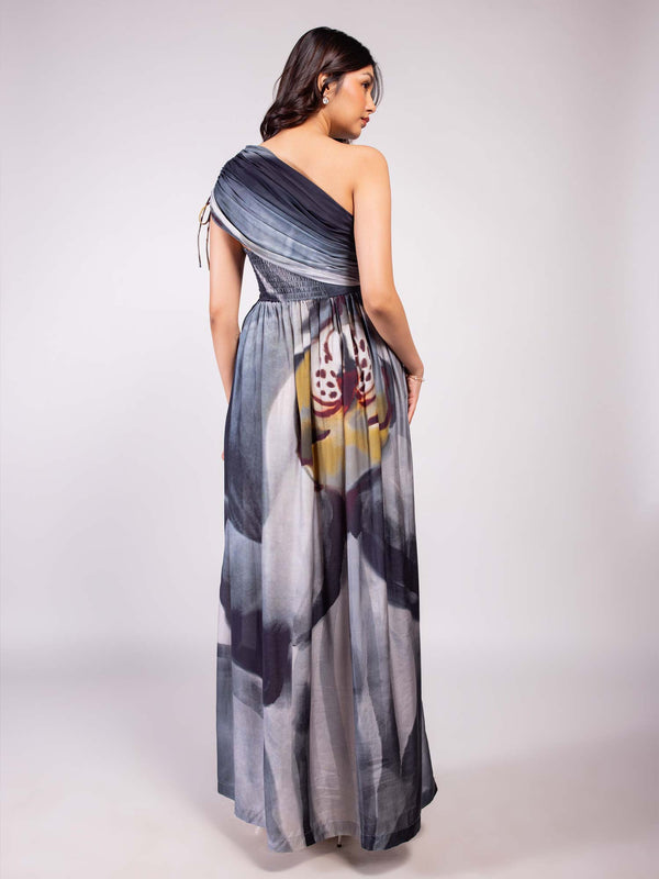 Wildflower Printed One Shoulder Maxi Dress