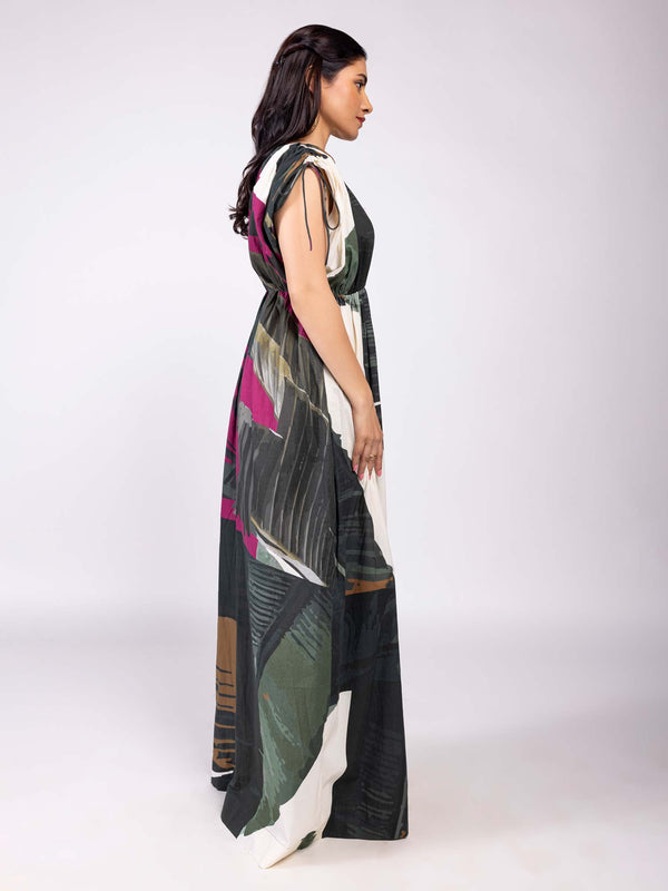 Tropica Printed V neck Maxi Dress