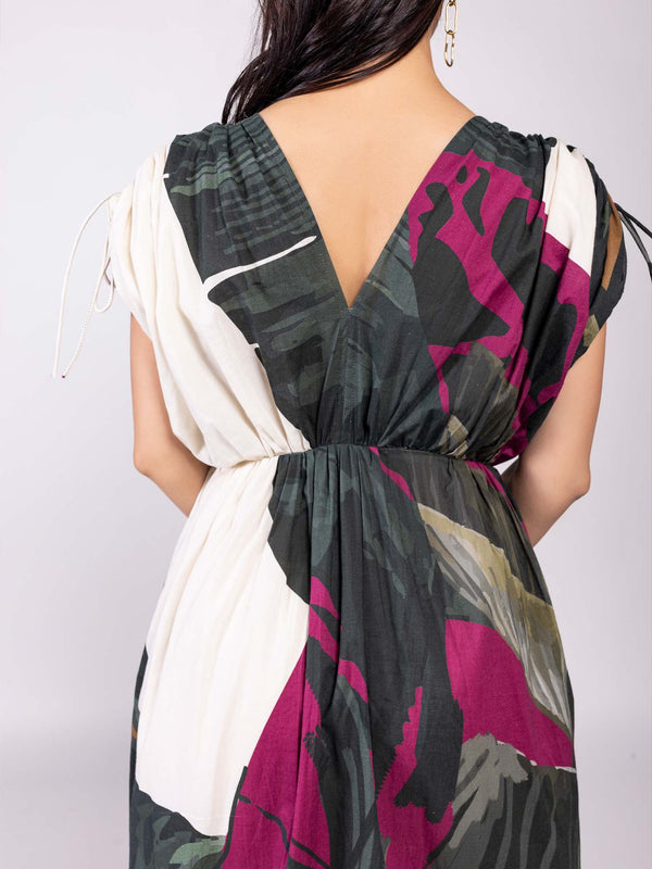 Tropica Printed V neck Maxi Dress