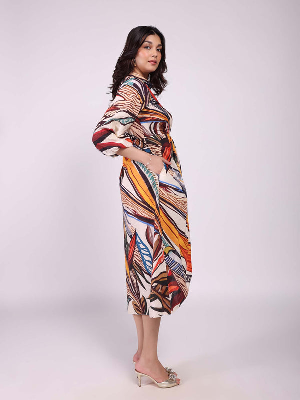 Cinnamon Printed Wrap Dress