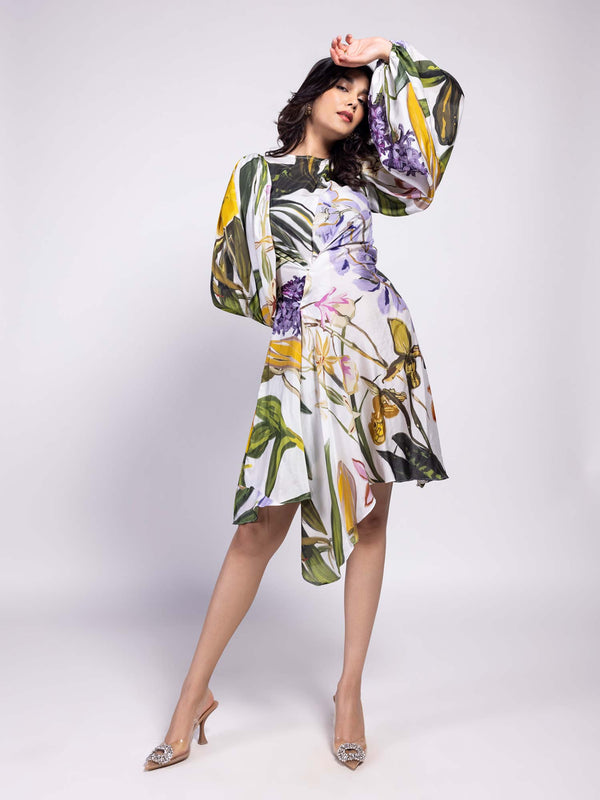 Juniper Printed Asymmetrical Midi Dress