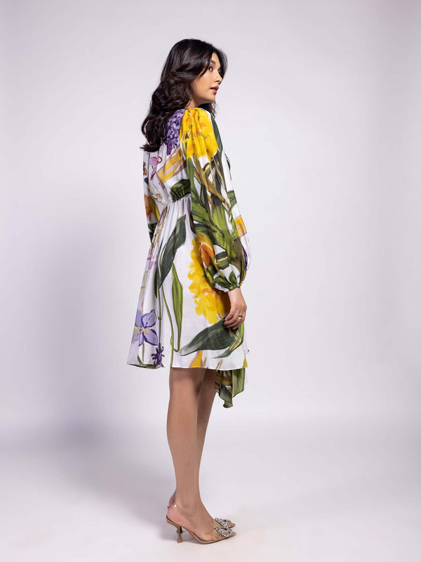 Juniper Printed Asymmetrical Midi Dress