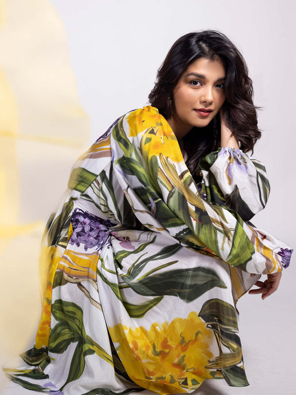 Juniper Printed Asymmetrical Midi Dress