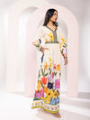 Folk Printed V Neck Maxi Dress