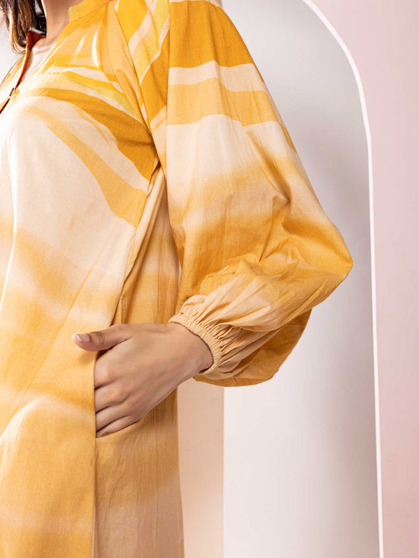 Flow Printed Ankle length Shirt Dress