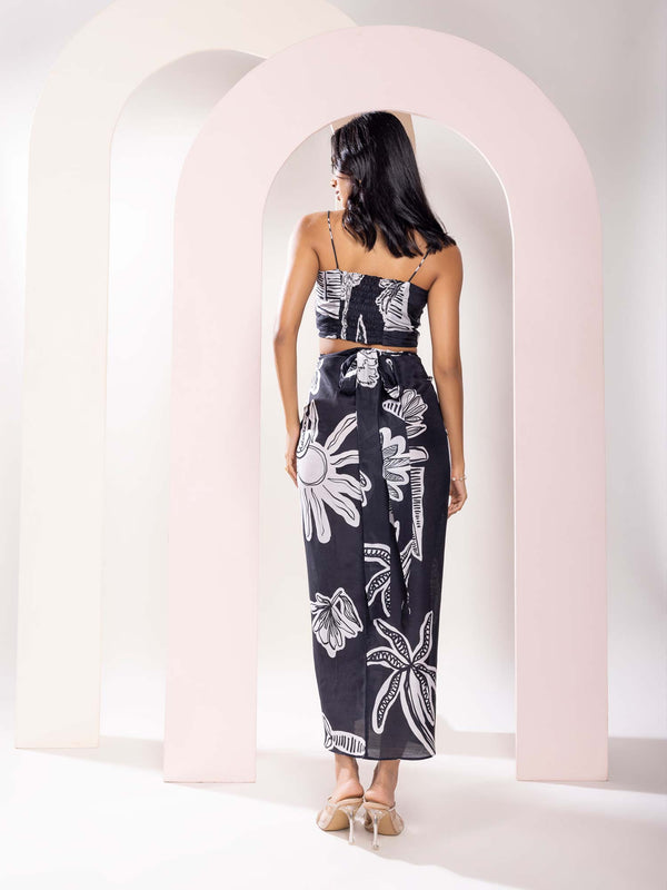 Chalk Printed Bustier & Skirt Co-ord Set (Set of 2)