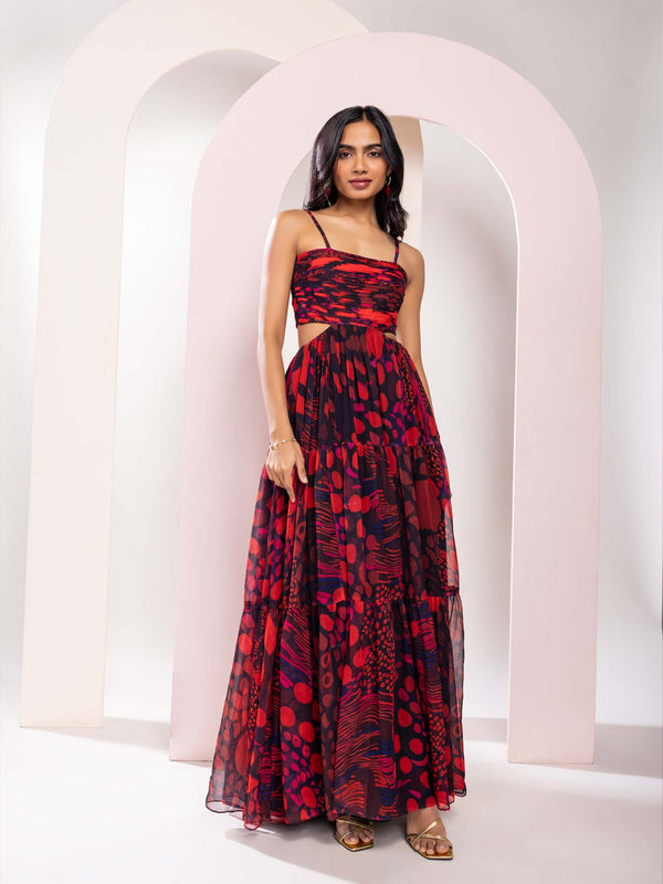 Daze Printed Strappy Maxi Dress