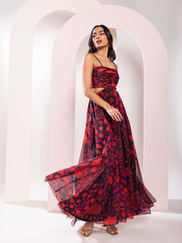 Daze Printed Strappy Maxi Dress