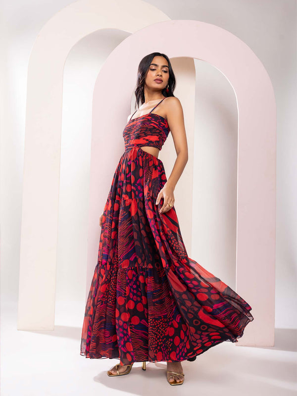 Daze Printed Strappy Maxi Dress