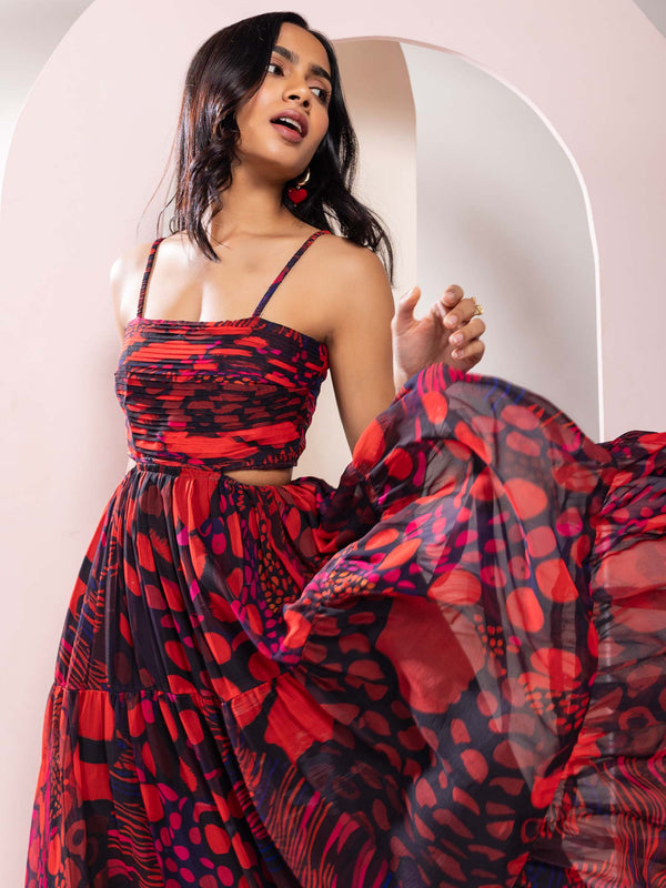 Daze Printed Strappy Maxi Dress