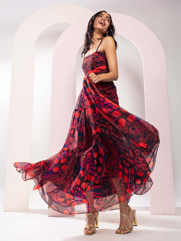 Daze Printed Strappy Maxi Dress