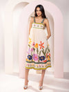 Folk Printed Strappy Midi Dress