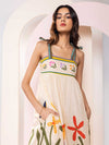 Folk Printed Strappy Midi Dress