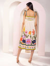 Folk Printed Strappy Midi Dress