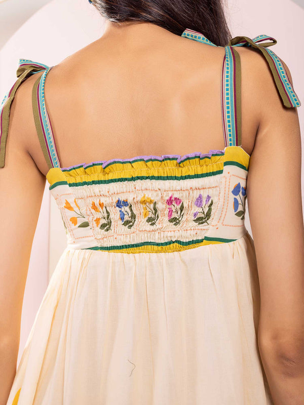 Folk Printed Strappy Midi Dress