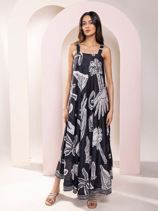 Chalk Printed Loose Fit Maxi Dress