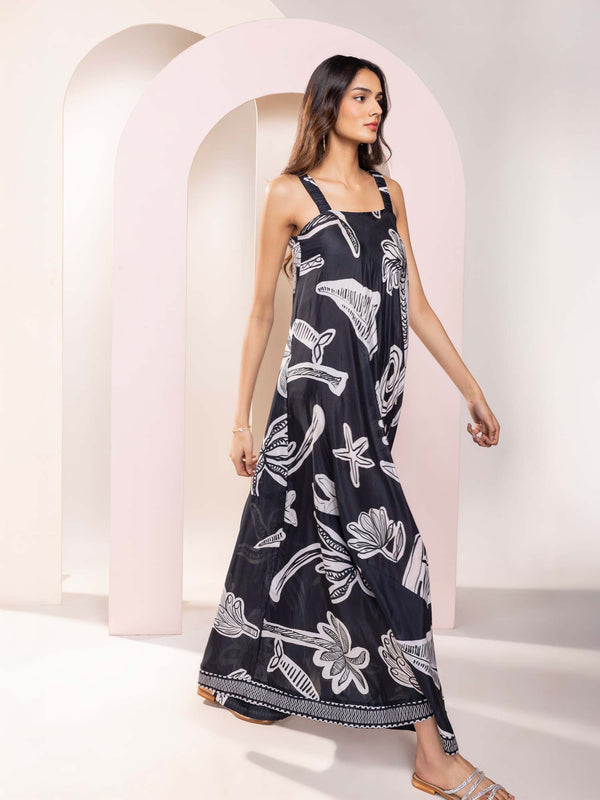 Chalk Printed Loose Fit Maxi Dress